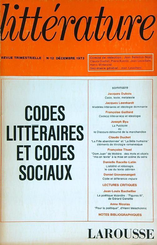 Litterature 12/decembre 1973