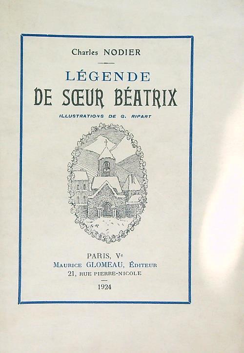 Legende de soeur Beatrix - Charles Nodier - copertina