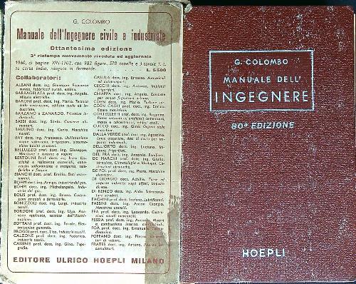 Manuale dell'ingegnere civile e industriale. 80a edizione - Giuseppe Colombo - copertina