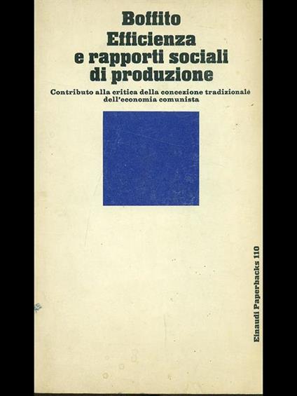 Efficienza e rapporti sociali di produzione - Carlo Boffito - copertina