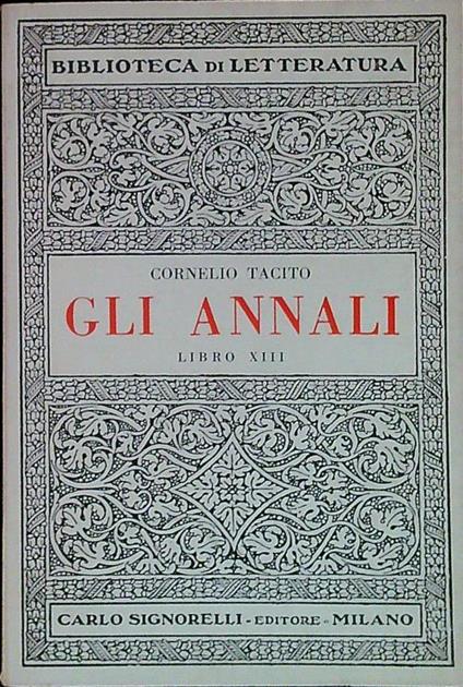 Annali - Libro XIII - P. Cornelio Tacito - copertina