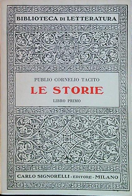 storie - Libro primo - Publio Cornelio Tacito - copertina