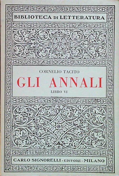 Annali - Libro VI - P. Cornelio Tacito - copertina
