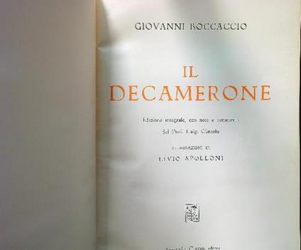 decamerone - Giovanni Boccaccio - copertina