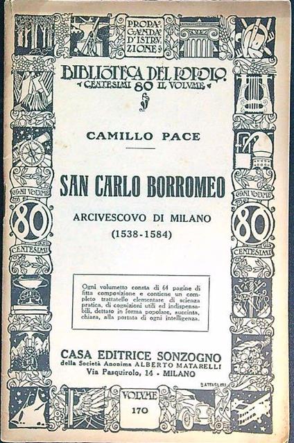 San Carlo Borromeo, Arcivescovo di Milano (1538 - 1584) - Camillo Pace - copertina