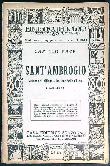 Sant'Ambrogio, Vescovo di Milano - Dottore della Chiesa (340 - 397) - Camillo Pace - copertina