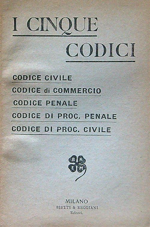 cinque codici - copertina
