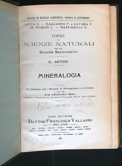 Mineralogia - E. Artini - copertina