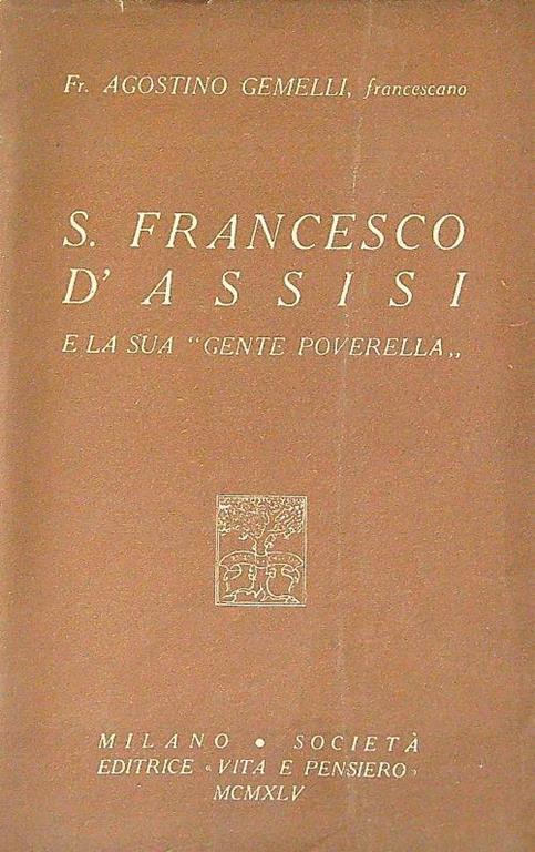 S. Francesco d'Assisi - Agostino Gemelli - copertina