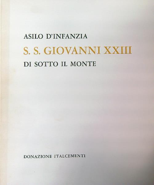 Asilo d'infanzia SS Giovanni XXIII di sotto il Monte - copertina