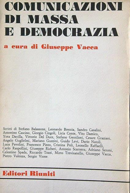 Comunicazione di massa e democrazia - Giuseppe Vacca - copertina