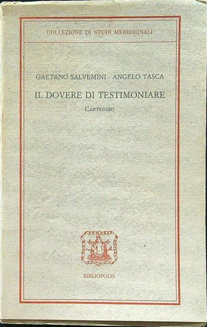 dovere di testimoniare - Salvemini - copertina