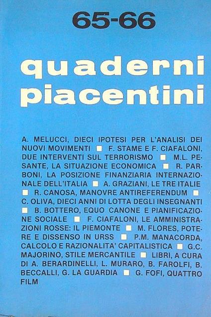 Quaderni piacentini 65-66 - copertina