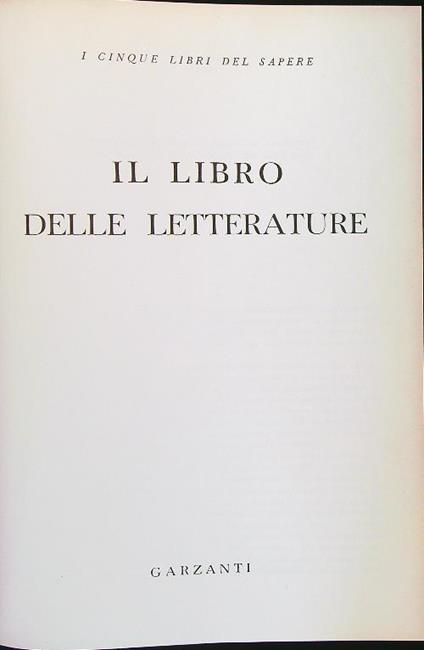 cinque libri del sapere vol. I - Il libro delle letterature - copertina