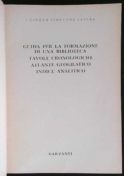 cinque libri del sapere. Indice analitico - Atlante - copertina