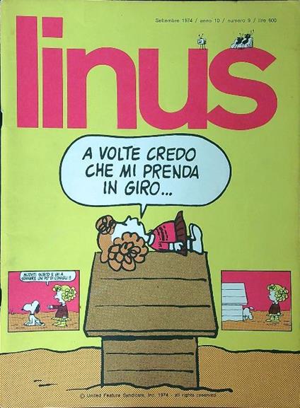 Linus n. 9/settembre 1974 - copertina