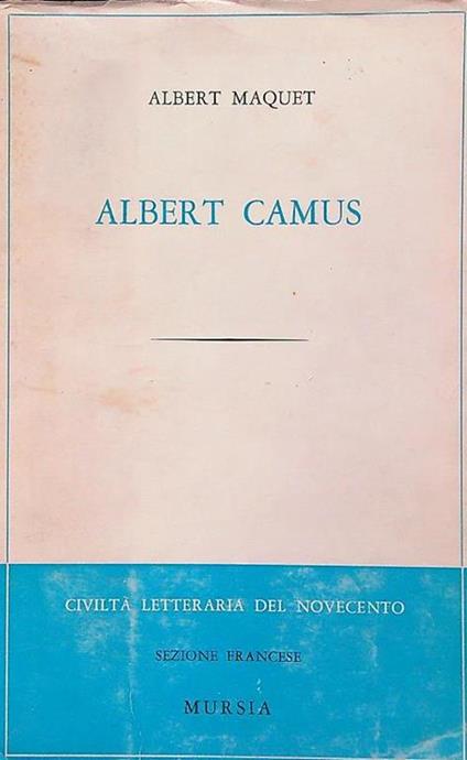 Albert Camus - Albert Maquet - copertina