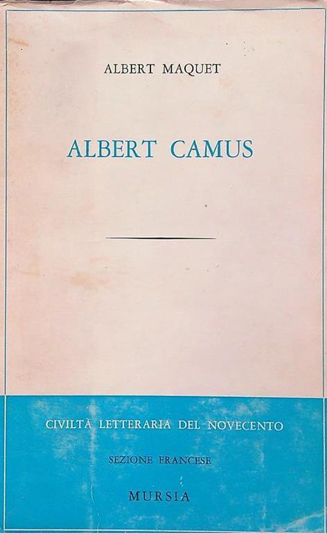 Albert Camus - Albert Maquet - copertina