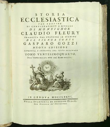 Storia ecclesiatica tomo ventesimoquarto - Claudio Fleury - copertina
