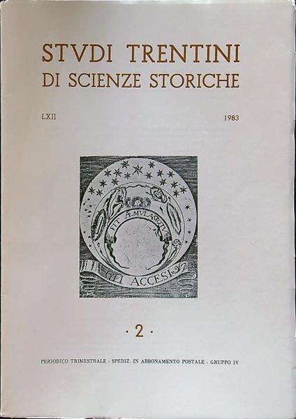 Studi trentini di scienze storiche 2 LXII 1983 - copertina