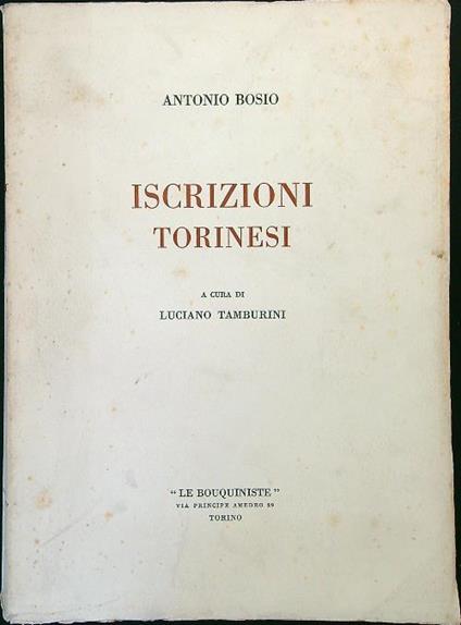 Iscrizioni torinesi - Antonio Bosio - copertina