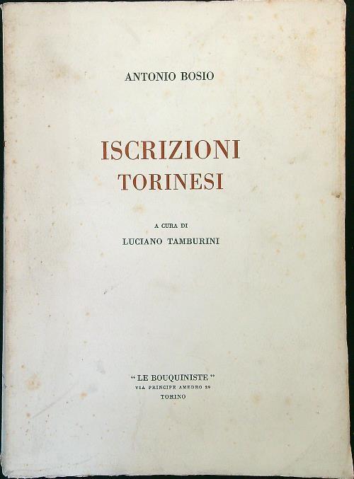 Iscrizioni torinesi - Antonio Bosio - copertina