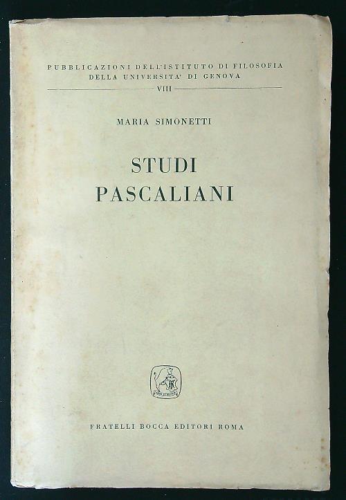 Studi pascaliani - Maria Simonetti - copertina