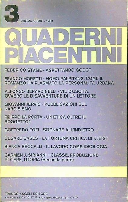 Quaderni piacentini 3-1981 - copertina