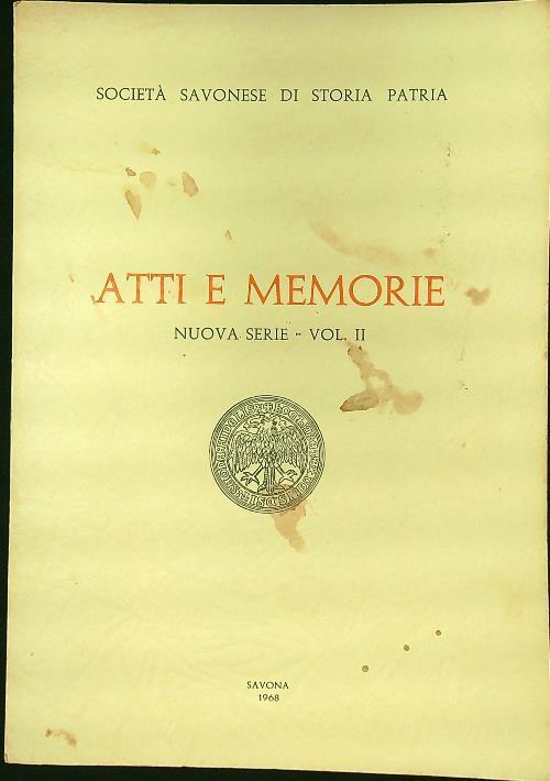 Atti e memorie Nuova serie vol. II - copertina