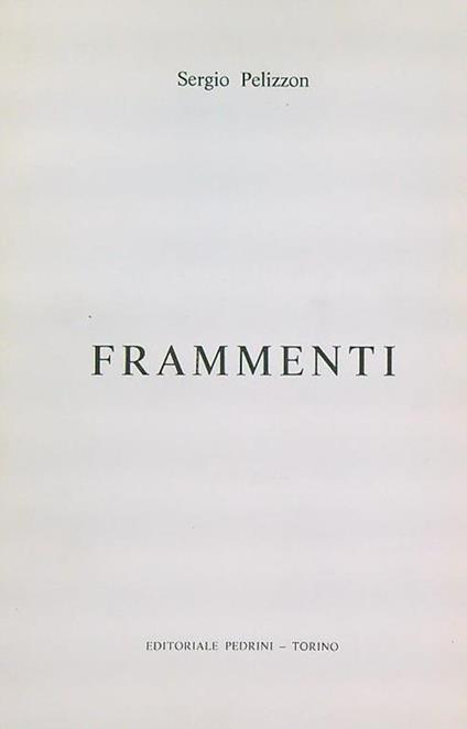 Frammenti - Sergio Pelizzon - copertina