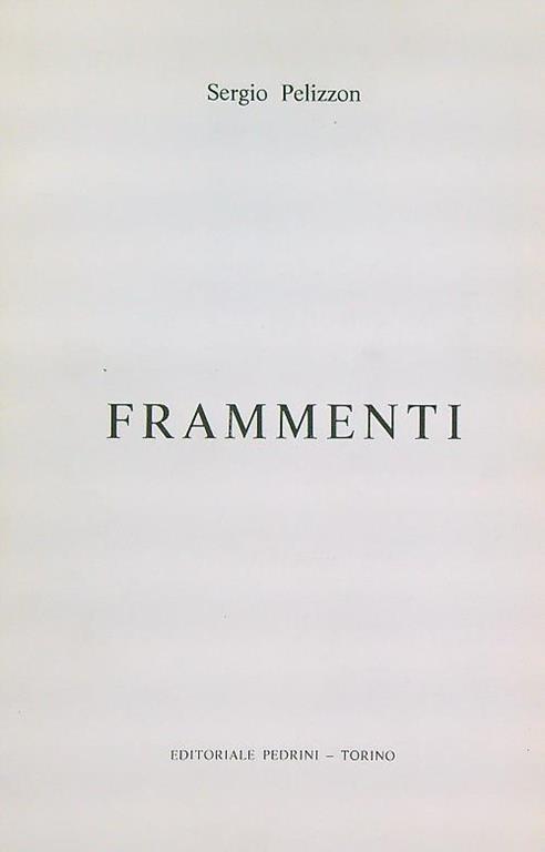 Frammenti - Sergio Pelizzon - copertina