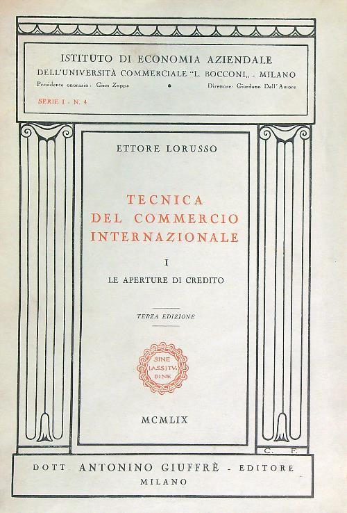 Tecnica del commercio internazionale 1 - Ettore Lorusso - copertina