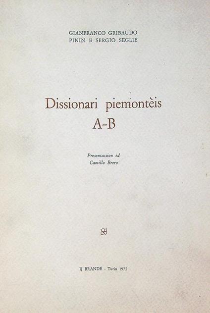 Dissionari piemonteis A-B - copertina