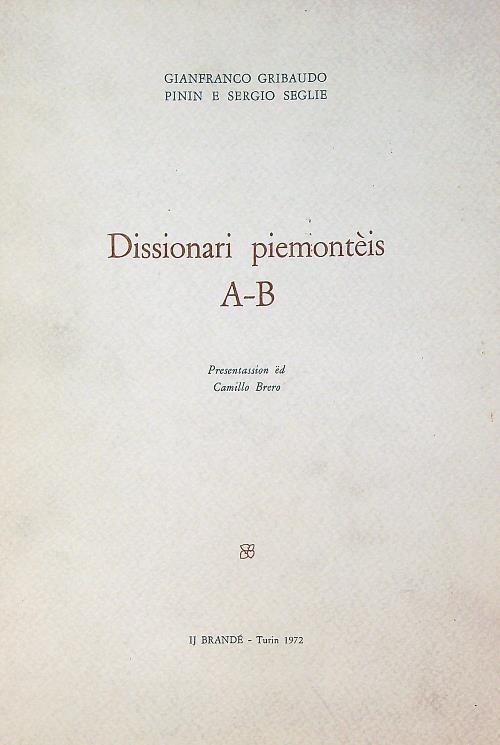 Dissionari piemonteis A-B - copertina