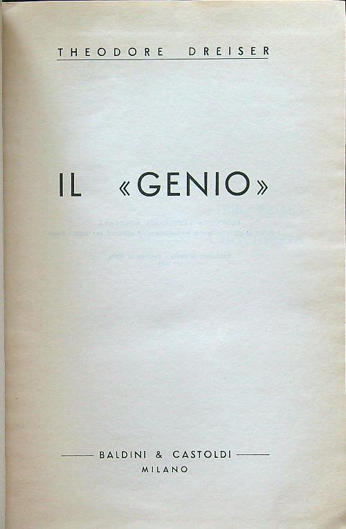 Il genio - Theodore Dreiser - copertina