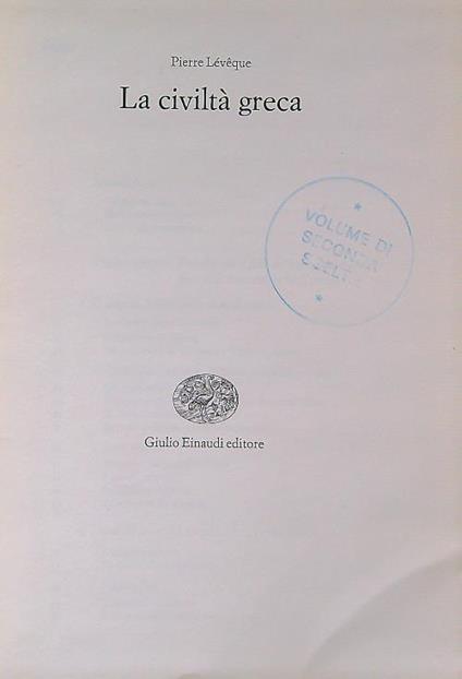 La civiltà greca - Pierre Lévéque - copertina