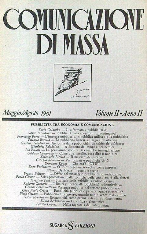 Comunicazione di massa Vol. 2 Maggio/Agosto 1981 - copertina
