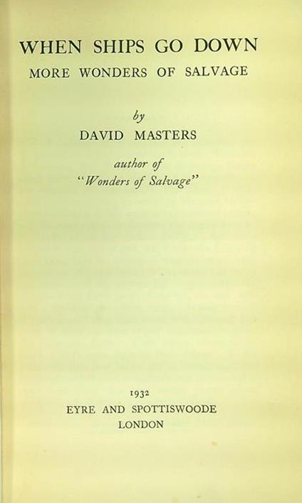 When ship go down - David Masters - copertina