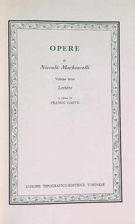 Opere. Lettere - Niccolò Machiavelli - copertina