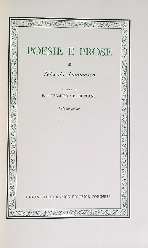 Poesie e prose. Volume primo