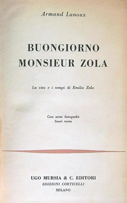 Buongiorno Monsieur Zola - Armand Lanoux - copertina