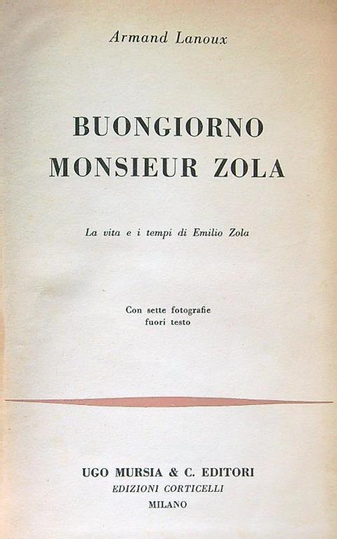 Buongiorno Monsieur Zola - Armand Lanoux - copertina
