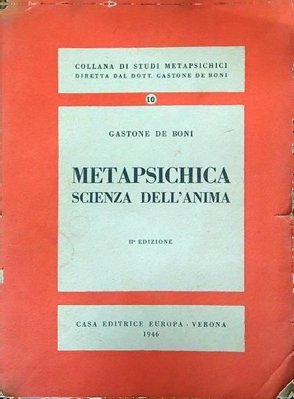 Metapsichica Scienza dell'anima - copertina