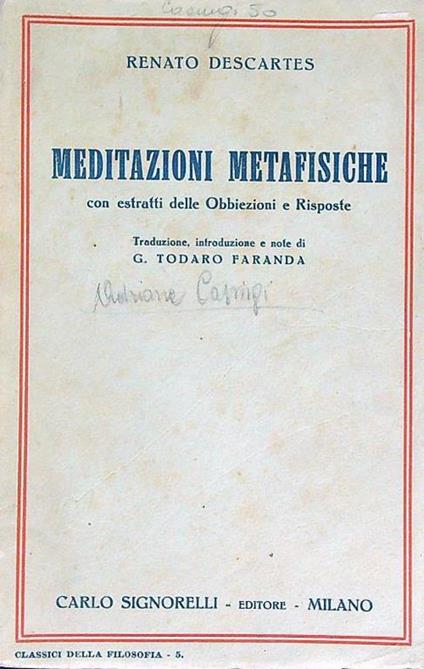 Meditazioni metafisiche - copertina