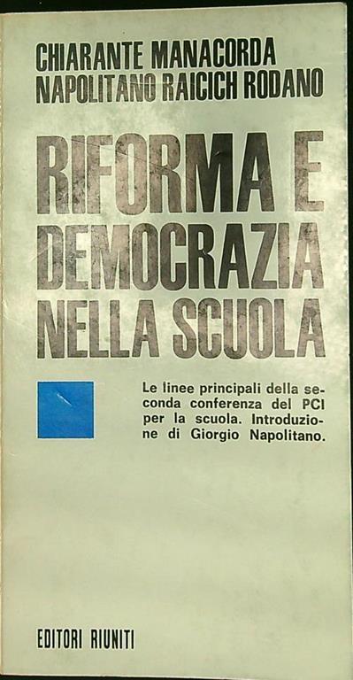Riforma e democrazia nella scuola - copertina