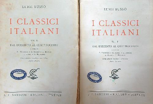 I Classici Italiani vol. I Dal Duecento al Quattrocento. Parte prima e seconda - Luigi Russo - copertina