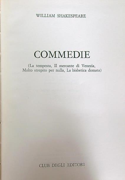 Commedie - William Shakespeare - copertina