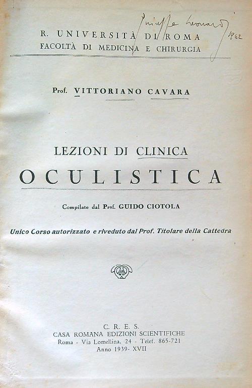 Lezioni di clinica oculistica