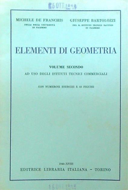 Elementi di geometria. Volume secondo - copertina