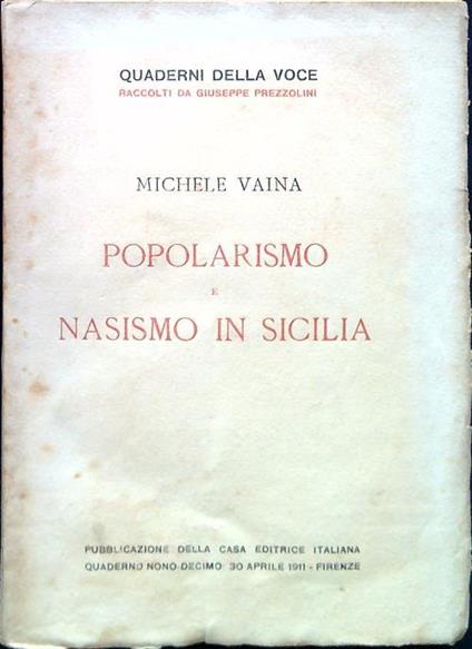 Popolarismo e nasismo in Sicilia - Michele Vaina - copertina